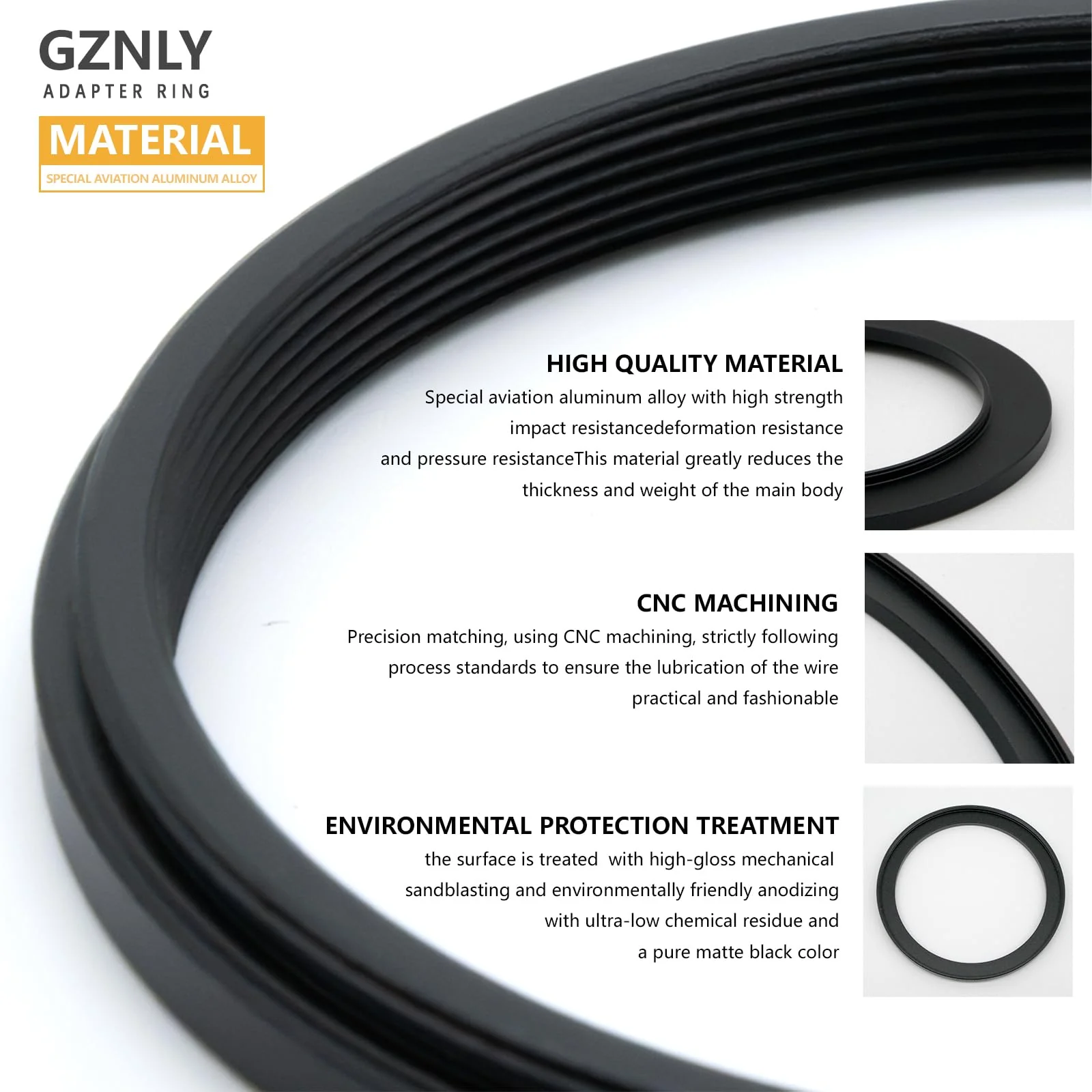 46mm to 52mm Step-up Adapter Rings Filter Adapter Black Metal Step Down Filter Ring Adapter Compatible with All Brand UV CPL ND Camera Lens Filter Stepping Rings (46mm-52mm) 46mm-52mm - Image 3