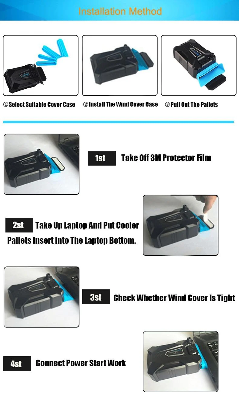 Game Gaming Notebook Laptop Vacuum Cooler USB Air Cooler Adjustable Speed 3000±10%RPM Portable External Extracting Cooling Fan - Image 8